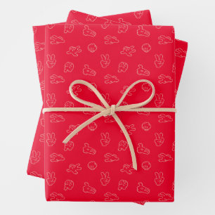 Mickey Mouse   Classic Icon Red Pattern Wrapping Paper Sheets