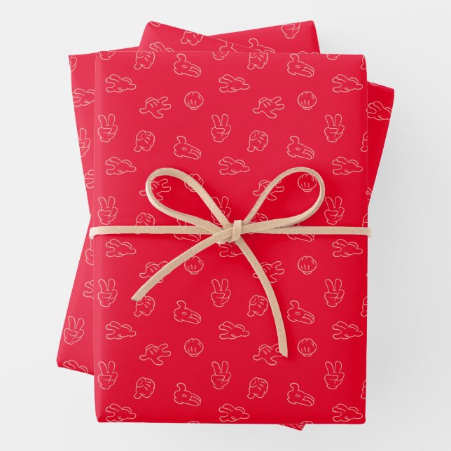 Mickey Mouse | Classic Icon Red Pattern Wrapping Paper Sheets (In situ)