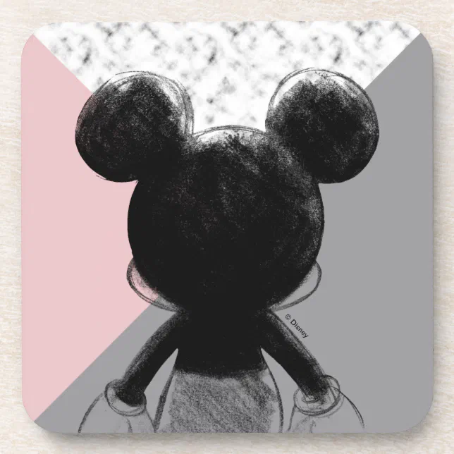 Mickey Mouse | Color Block - Pink Grey Marble Beverage Coaster | Zazzle