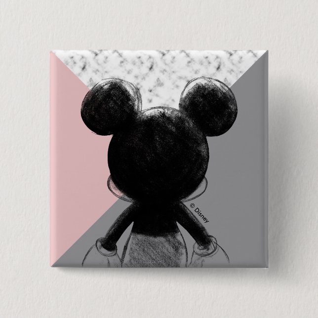Mickey Mouse | Color Block - Pink Grey Marble Button (Front)