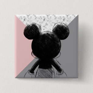 Mickey Mouse   Color Block - Pink Grey Marble Button