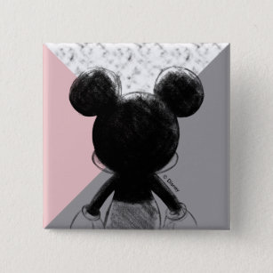 Mickey Mouse   Color Block - Pink Grey Marble Button
