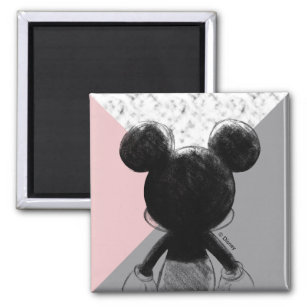 Mickey Mouse   Color Block - Pink Grey Marble Magnet