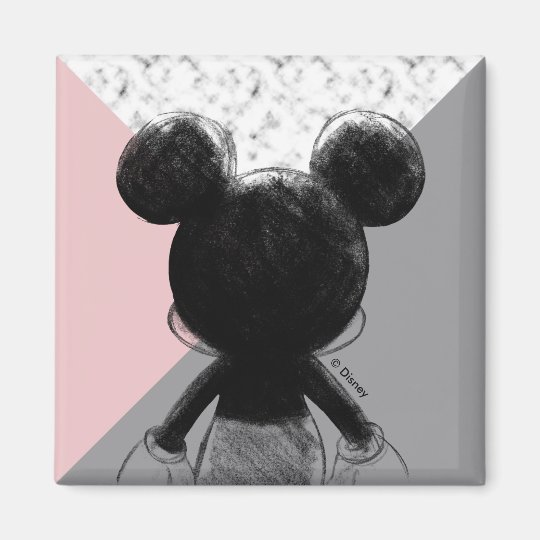 Mickey Mouse | Color Block - Pink Grey Marble Magnet | Zazzle.com