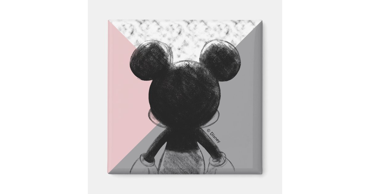 Mickey Mouse | Color Block - Pink Grey Marble Magnet | Zazzle