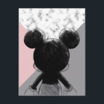 Mickey Mouse | Color Block - Pink Grey Marble Postcard<br><div class="desc">This trendy white marble design features classic Mickey Mouse and a pink and grey color block background.</div>