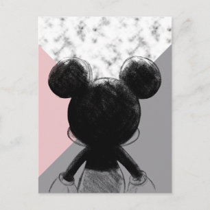 Mickey Mouse   Color Block - Pink Grey Marble Postcard