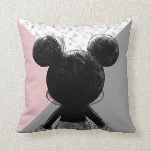 Mickey Mouse Color Block - Pink Grey Marble Throw Pillow