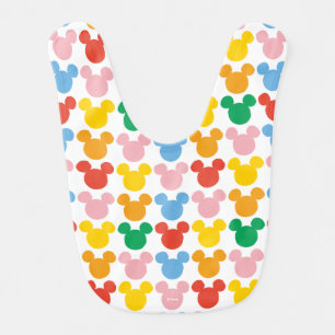 Mickey Mouse   Colorful Repeating Logo Baby Bib