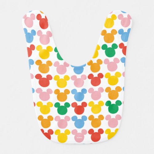 Mickey Mouse  Colorful Repeating Logo Baby Bib