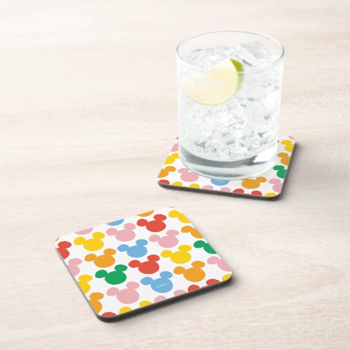 Mickey Mouse | Colorful Repeating Logo Beverage Coaster | Zazzle