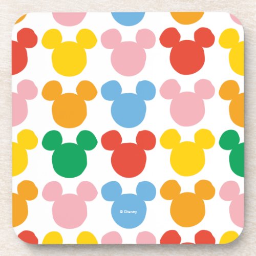 Mickey Mouse  Colorful Repeating Logo Beverage Coaster