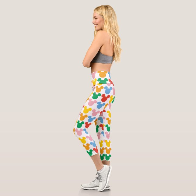 Mickey Mouse | Colorful Repeating Logo Capri Leggings (Left)