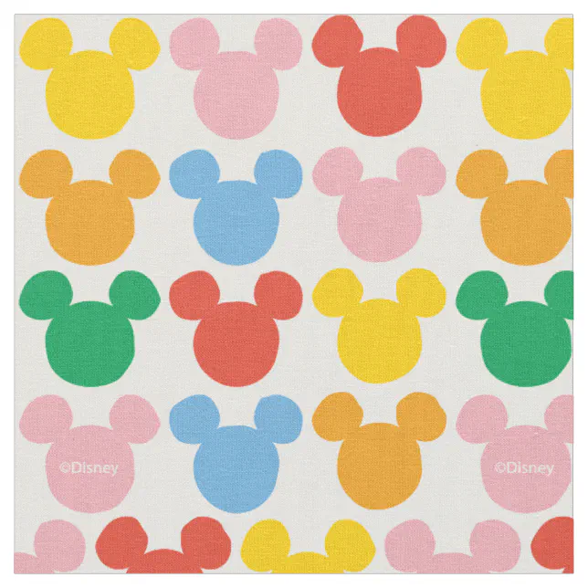 Micky Pattern Logo Mickey Mouse | Colorful Repeating Logo Fabric | Zazzle