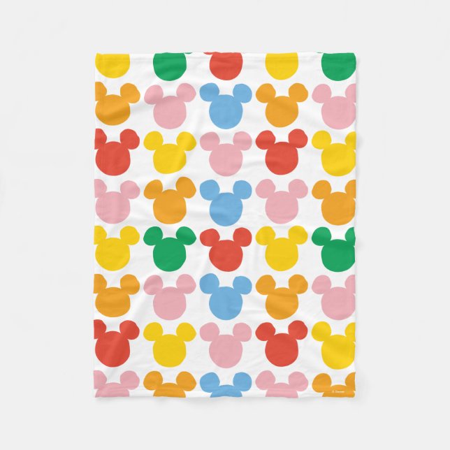 Mickey Mouse | Colorful Repeating Logo Fleece Blanket (Front)