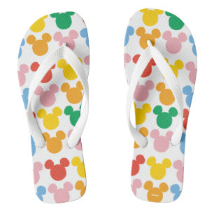 Mickey Mouse Colorful Repeating Logo Flip Flops