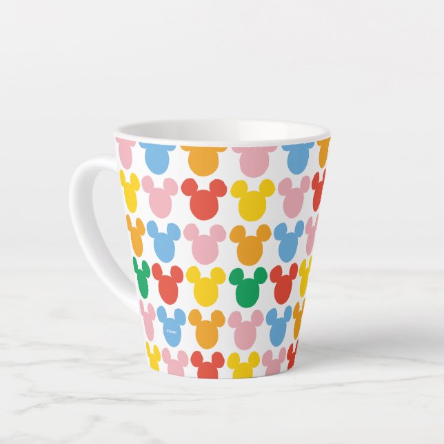 Mickey Mouse | Colorful Repeating Logo Latte Mug (Left Angle)