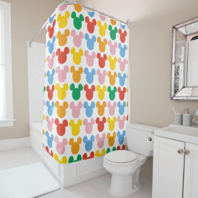 Mickey Mouse | Colorful Repeating Logo Shower Curtain