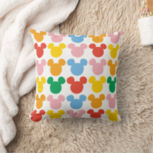 Mickey Mouse   Colorful Repeating Logo Throw Pillow