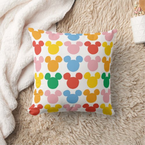 Mickey Mouse  Colorful Repeating Logo Throw Pillow