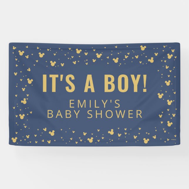 Mickey Mouse Confetti Boy Baby Shower  Banner (Horizontal)