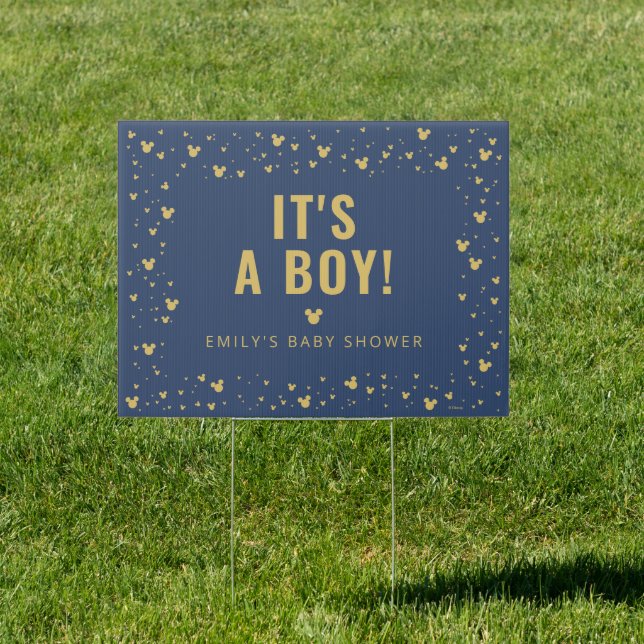 Mickey Mouse Confetti Boy Baby Shower Sign (Insitu)