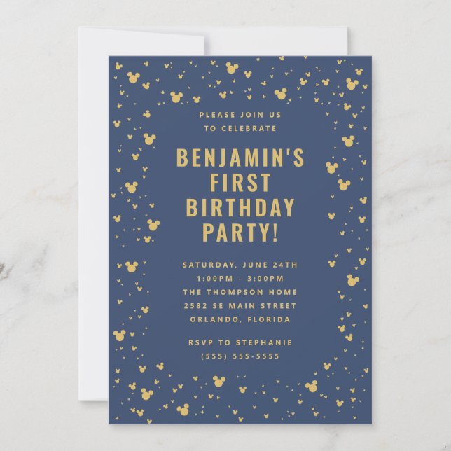 Mickey Mouse Confetti Boy's Frist Birthday Invitation (Front)