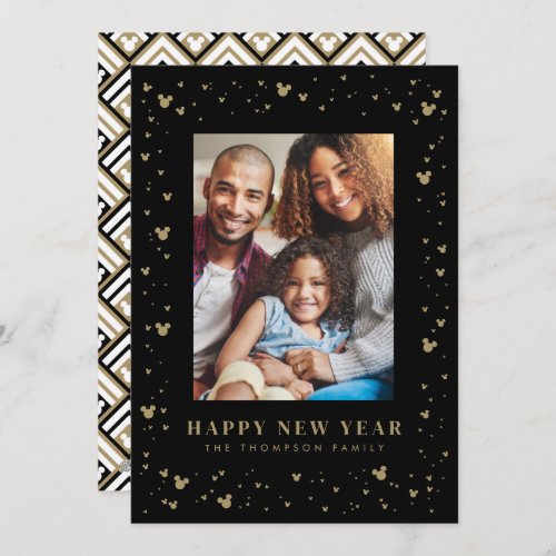 Mickey Mouse Confetti Happy New Year Photo  Holiday Card