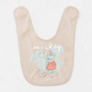 Mickey Mouse Continuous Line Graphic Baby Bib