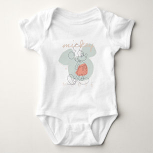 Mickey Mouse Continuous Line Graphic Baby Bodysuit