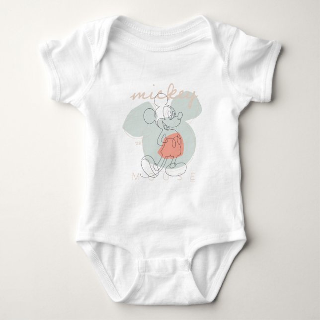 Mickey Mouse Continuous Line Graphic Baby Bodysuit (Front)