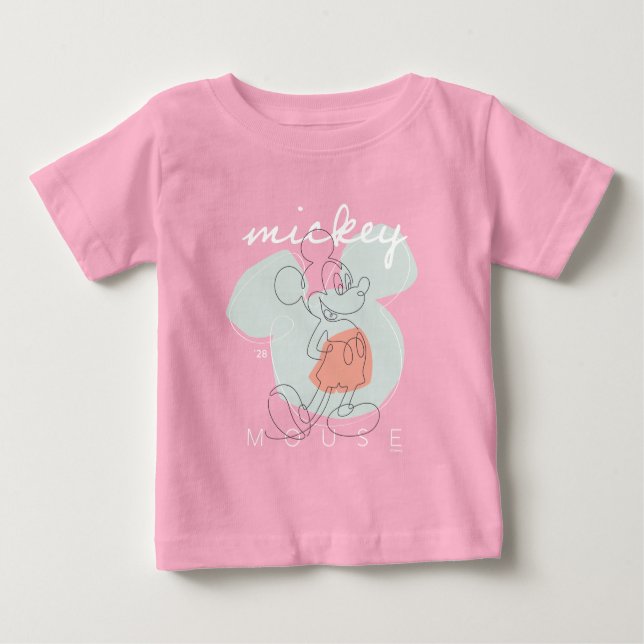 Mickey Mouse Continuous Line Graphic Baby T-Shirt (Front)