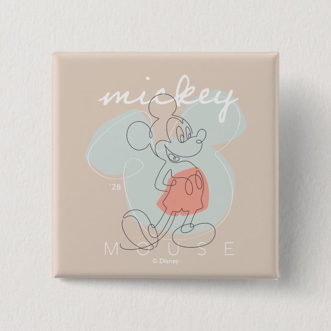 Mickey Mouse Continuous Line Graphic Button (Front)