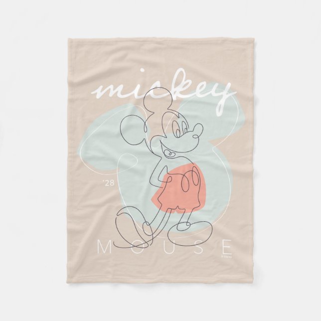 Mickey Mouse Continuous Line Graphic Fleece Blanket (Front)