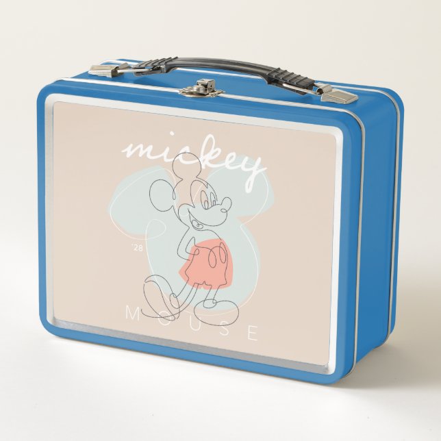 Mickey Mouse Continuous Line Graphic Metal Lunch Box (Front)