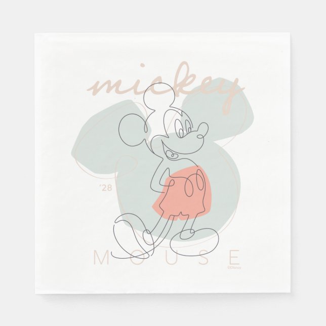 Mickey Mouse Continuous Line Graphic Napkins (Front)