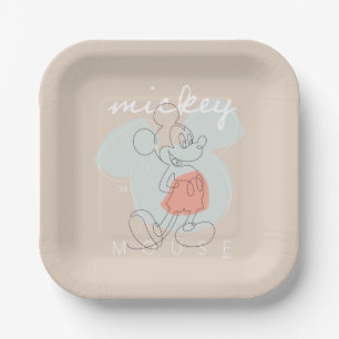 Mickey Mouse Continuous Line Graphic Paper Plates