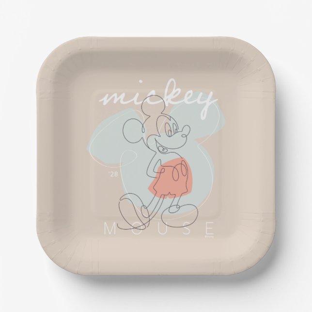 Mickey Mouse Continuous Line Graphic Paper Plates (Front)