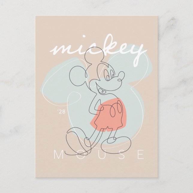 Mickey Mouse Continuous Line Graphic Postcard (Front)
