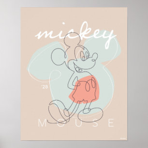 Mickey Mouse Continuous Line Graphic Poster