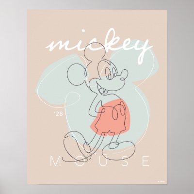 Mickey Mouse Continuous Line Graphic Poster