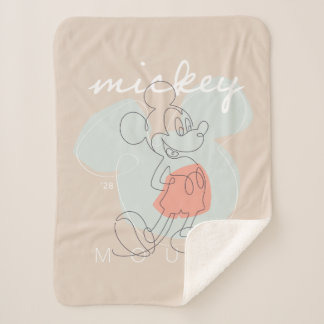 Mickey Mouse Continuous Line Graphic Sherpa Blanket