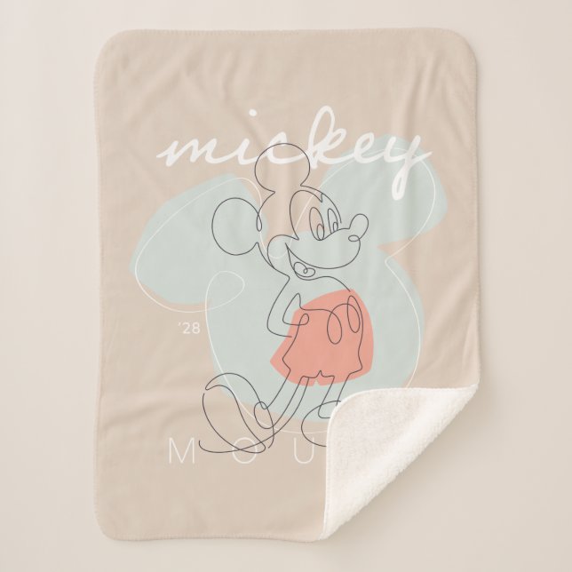 Mickey Mouse Continuous Line Graphic Sherpa Blanket (Front)