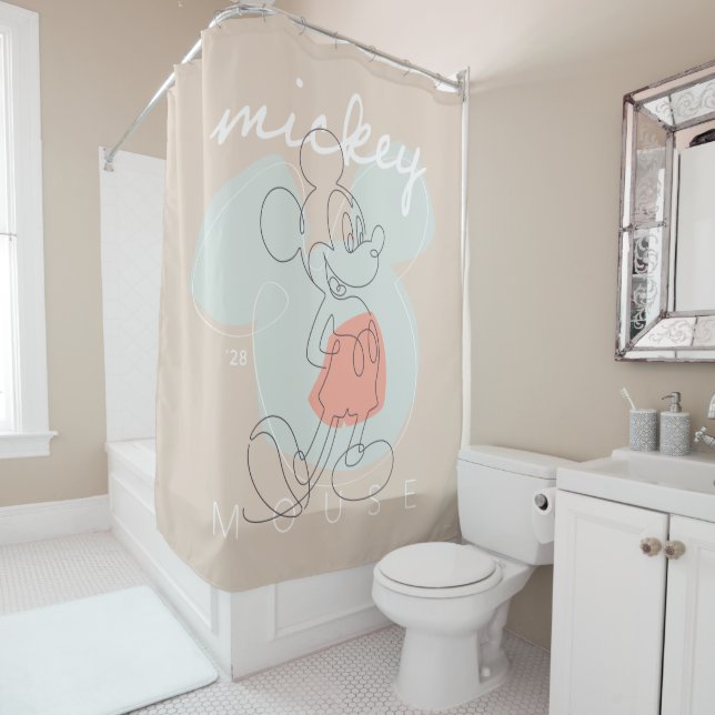 Mickey Mouse Continuous Line Graphic Shower Curtain (In Situ)