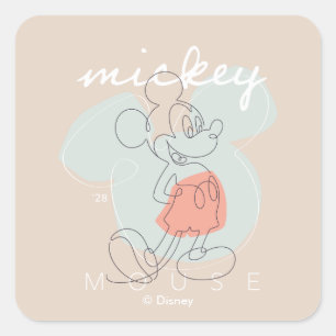 Mickey Mouse Continuous Line Graphic Square Sticker