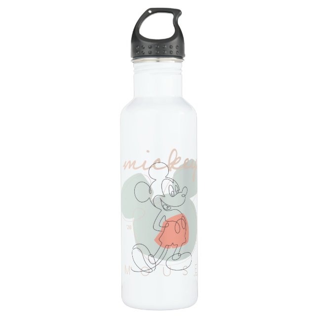 Mickey Mouse Continuous Line Graphic Stainless Steel Water Bottle (Front)