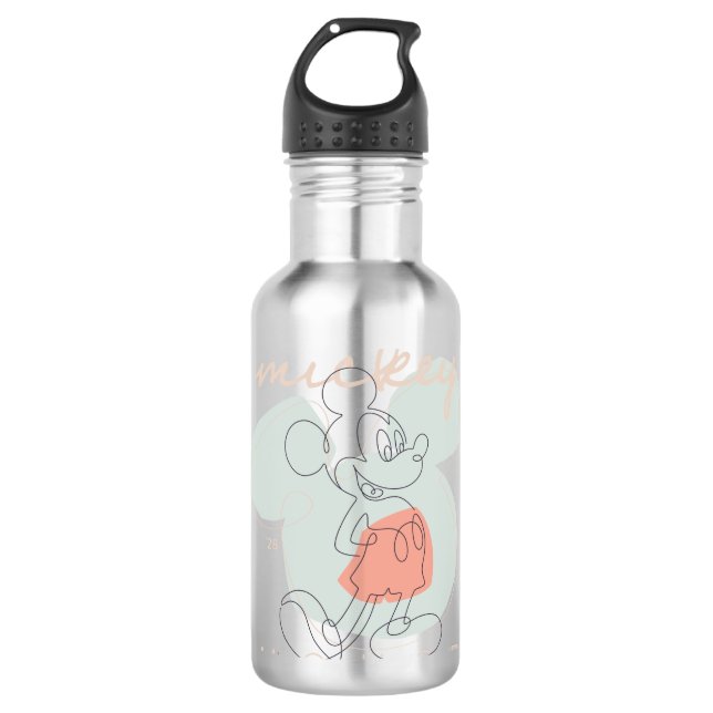 Mickey Mouse Continuous Line Graphic Stainless Steel Water Bottle (Front)