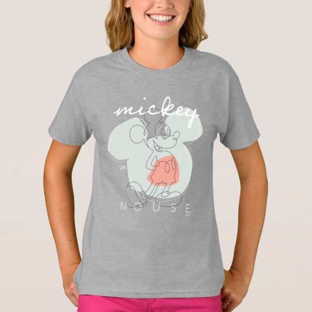 Mickey Mouse Continuous Line Graphic T-Shirt (Front)