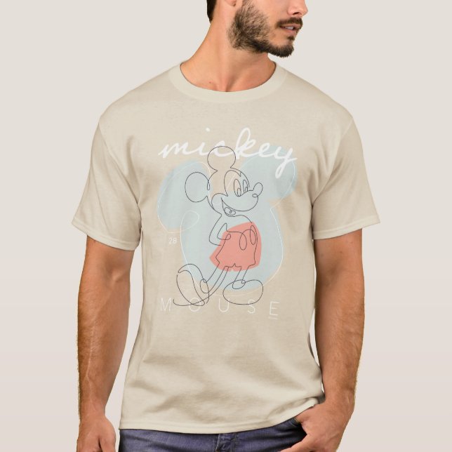 Mickey Mouse Continuous Line Graphic T-Shirt (Front)