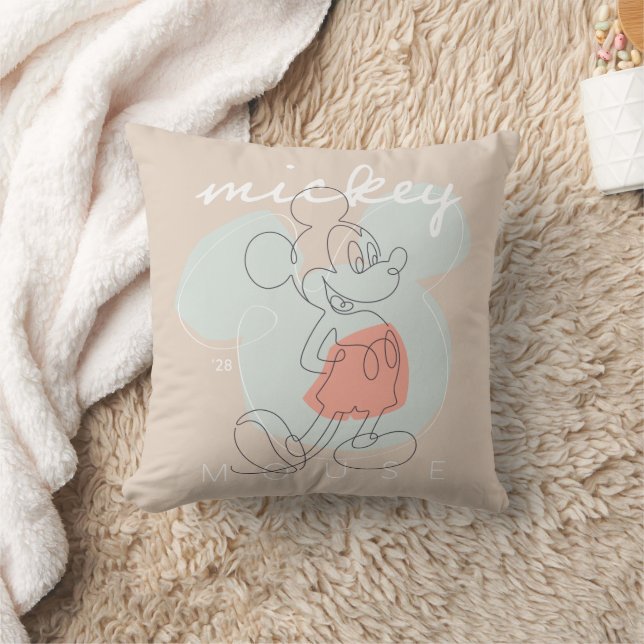 Mickey Mouse Continuous Line Graphic Throw Pillow (Blanket)